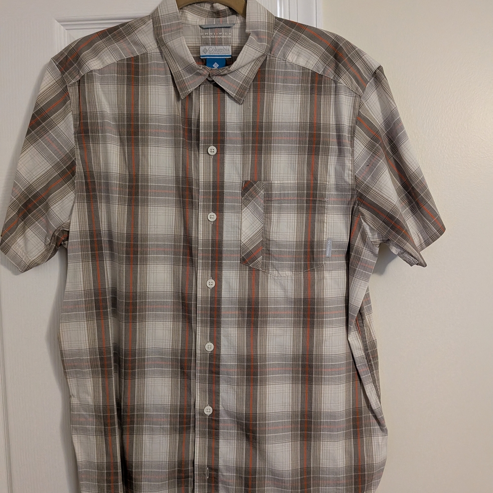 Columbia Men's Casual Plaid Shirt - Gray, Brown, White